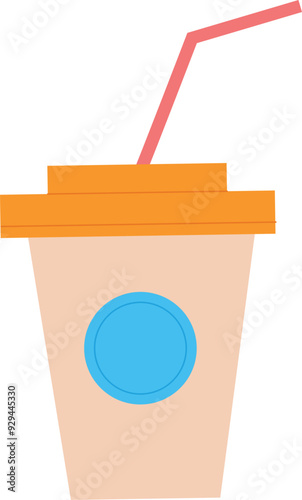 Takeaway drink disposable cup. Beverage color icon