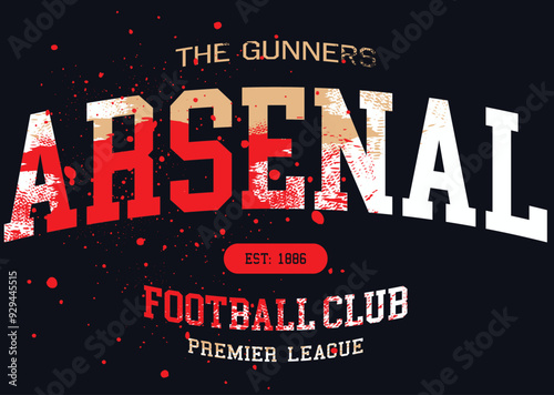 Arsenal fan art print, The gunners football club. Illustration of Arsenal Typography design Vector image, Illustration of Arsenal Typography design 