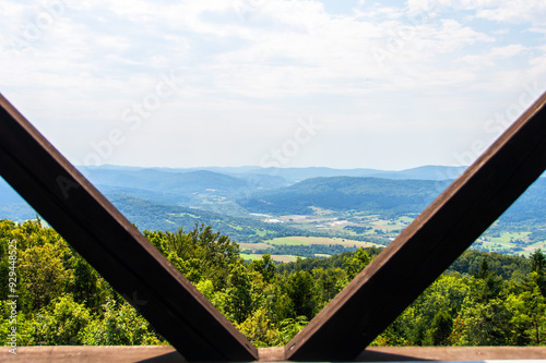 Bieszczady Mountains Overview: Stunning Panoramic View from a Scenic Outlook in Southern Poland’s Natural Beauty photo