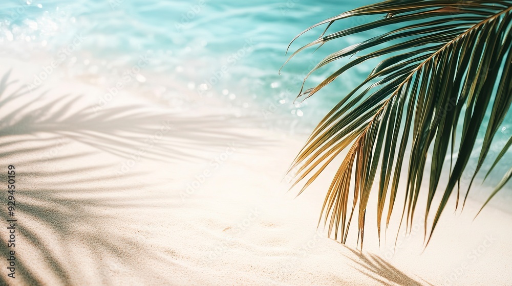 Tropical beach with coconut palm tree leaf. Summer vacation background. Tropical beach with coconut palm tree leaf. Summer vacation background.