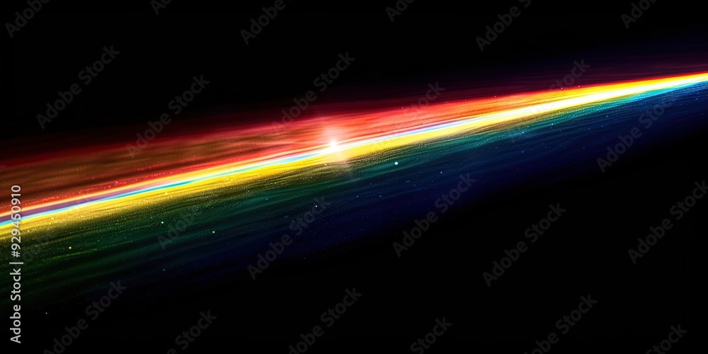 long straight line of rainbow, powerful energy. on black background. long straight line of rainbow, powerful energy. on black background.