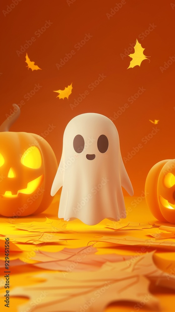 llustration of a halloween ghost and pumpkin face with scary smile on a solid background. Scary carved halloween decoration. llustration of a halloween ghost and pumpkin face with scary smile on a solid background. Scary carved halloween decoration.