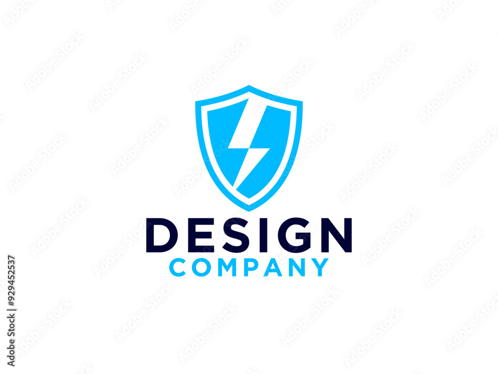 Flash Thunderbolt in Shield Electric Security Logo. Flash Thunderbolt in Shield Electric Security Logo.