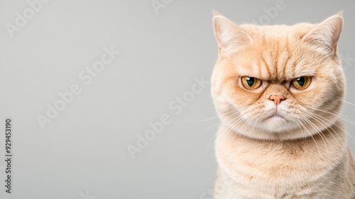 A cat with a serious look on its face looking at the camera, AI