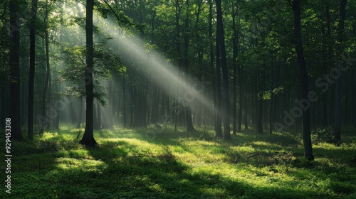 Sunbeams Filtering Through a Dense Forest