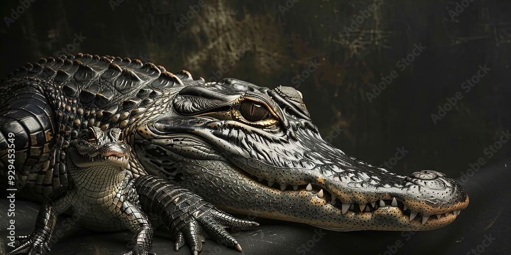 Fototapeta premium mom and baby alligator 