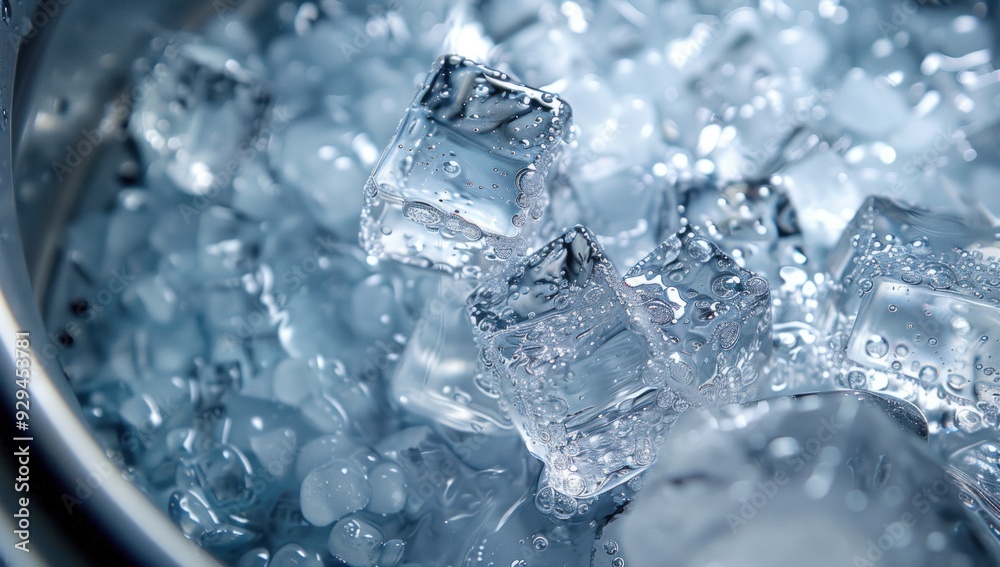 Close-up of ice cubes in a washing machine drum Close-up of ice cubes in a washing machine drum
