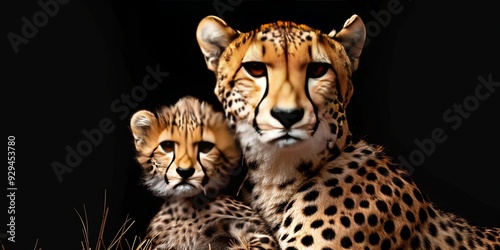 mom and baby cheetah 