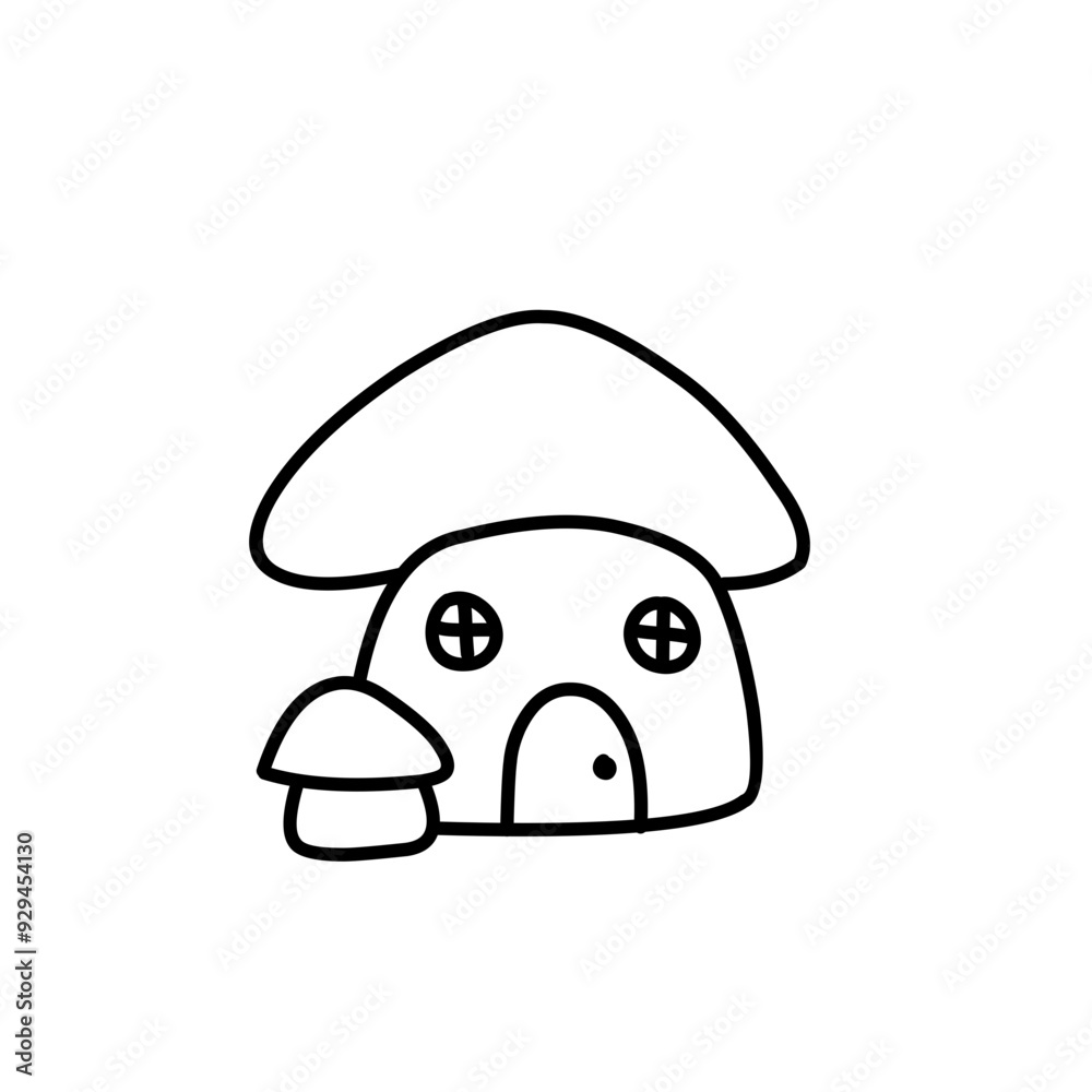 hand drawn mushroom house hand drawn mushroom house