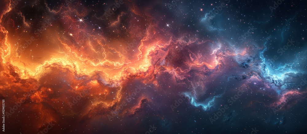 Fototapeta premium Cosmic Nebula with Glowing Clouds and Stars