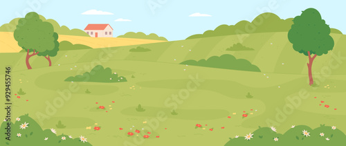 Countryside landscape. Green environment empty rural scene