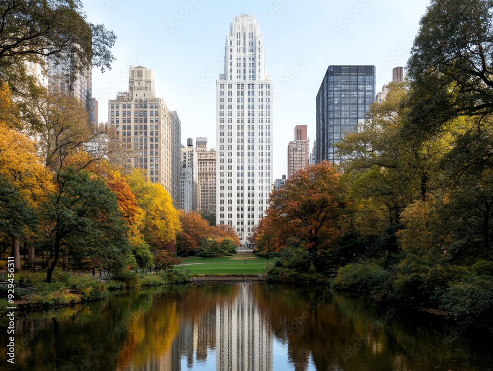 Obraz premium A city street with a large building in the background