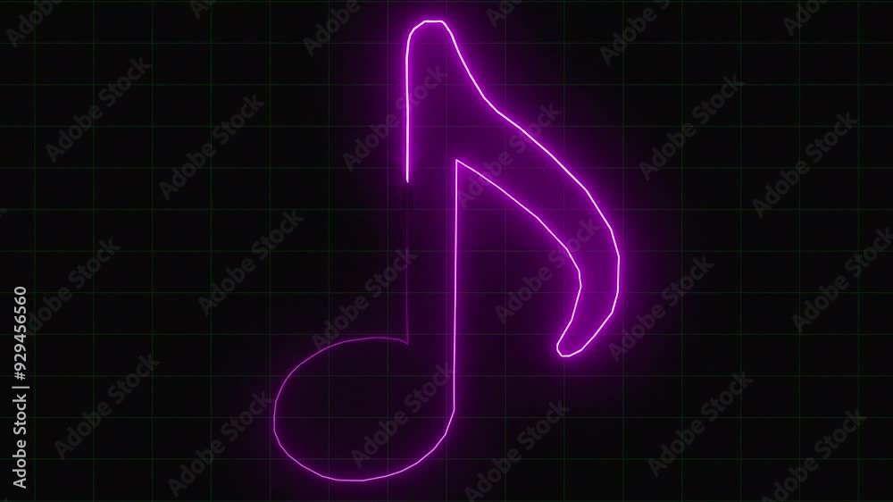 neon line music purple color icon animation on the background. neon line music purple color icon animation on the background.