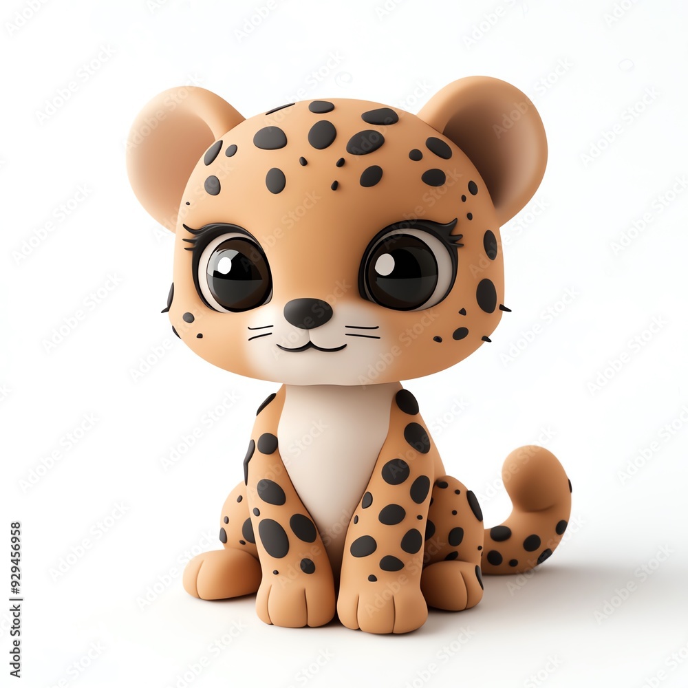 Cute cartoon leopard character with big eyes and playful design, suitable for children's decor and educational content. Cute cartoon leopard character with big eyes and playful design, suitable for children's decor and educational content.