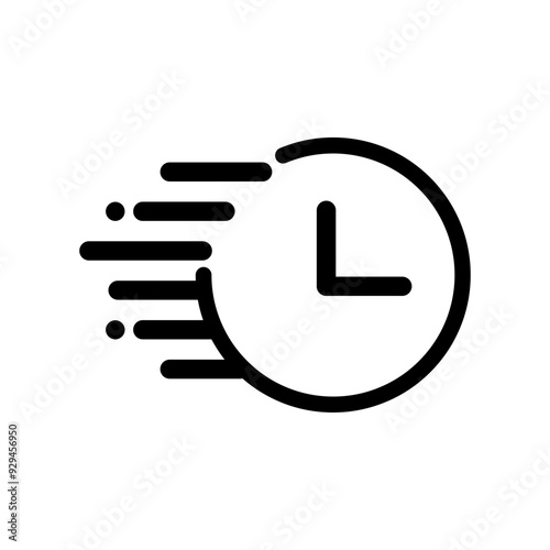 Fast clock icon. Hour, minute, second countdown. Productivity, deadline, express delivery service, schedule concept. Flat vector design isolated illustration on white background.
