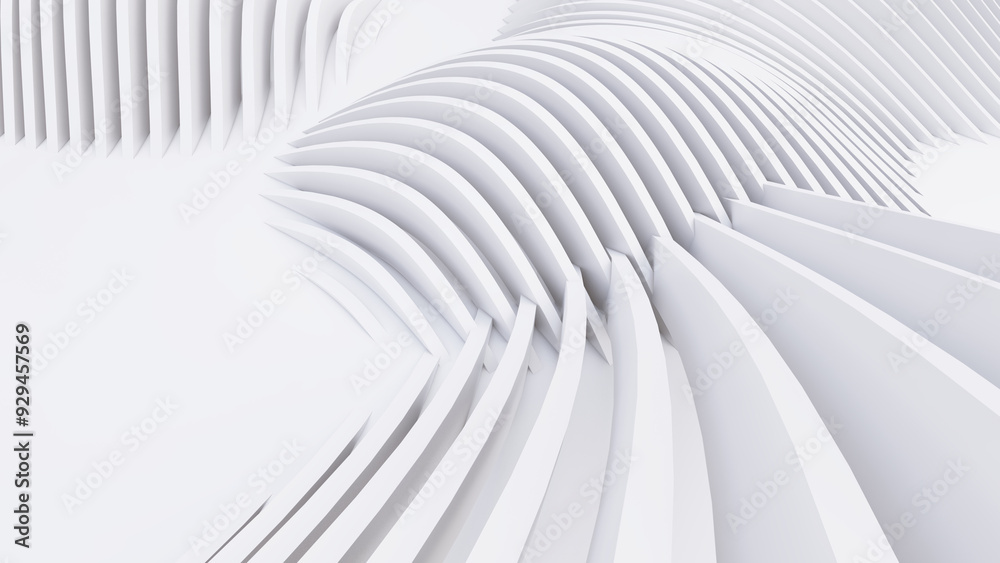 Abstract Curved Shapes. White Circular Background. Abstract Curved Shapes. White Circular Background.