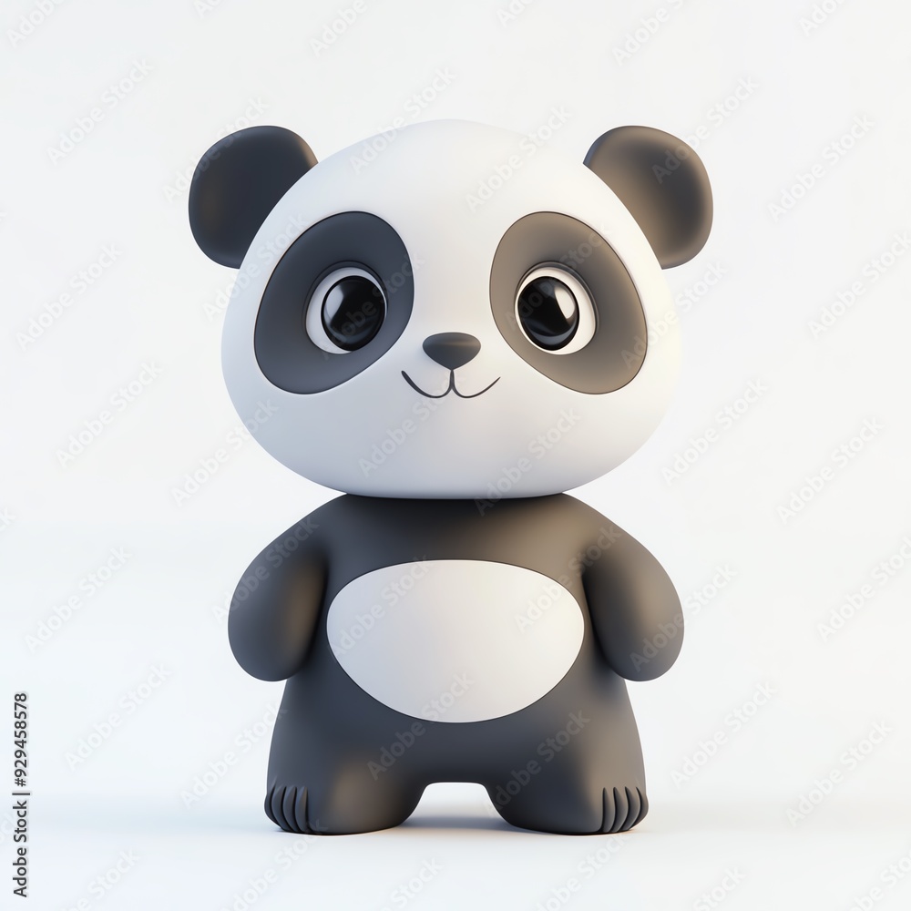 Fototapeta premium Cute cartoon panda character with big eyes, perfect for children's art, gaming, and playful designs.