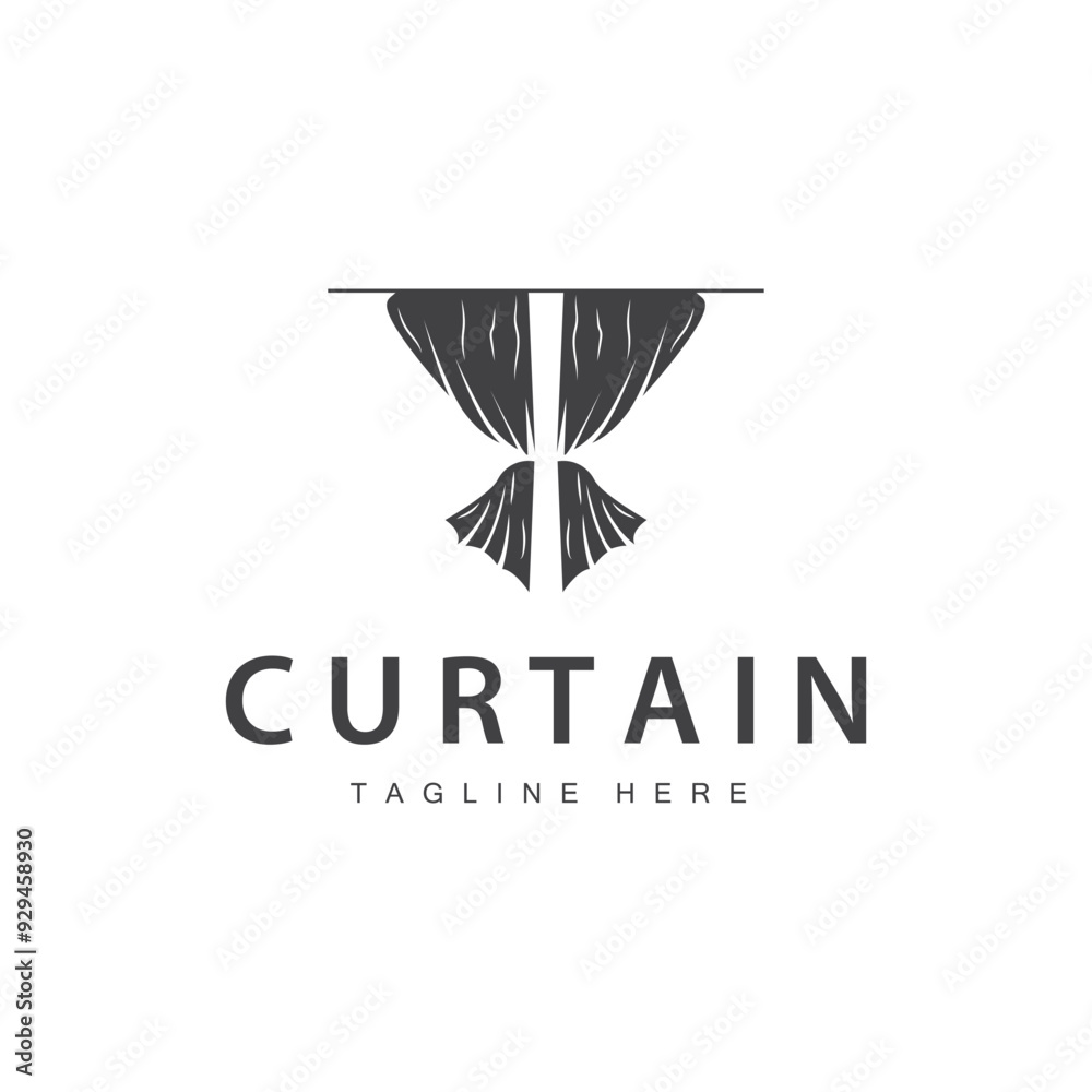 Home And Exhibition Curtain Logo Design, Building Decoration Vector Illustration Home And Exhibition Curtain Logo Design, Building Decoration Vector Illustration