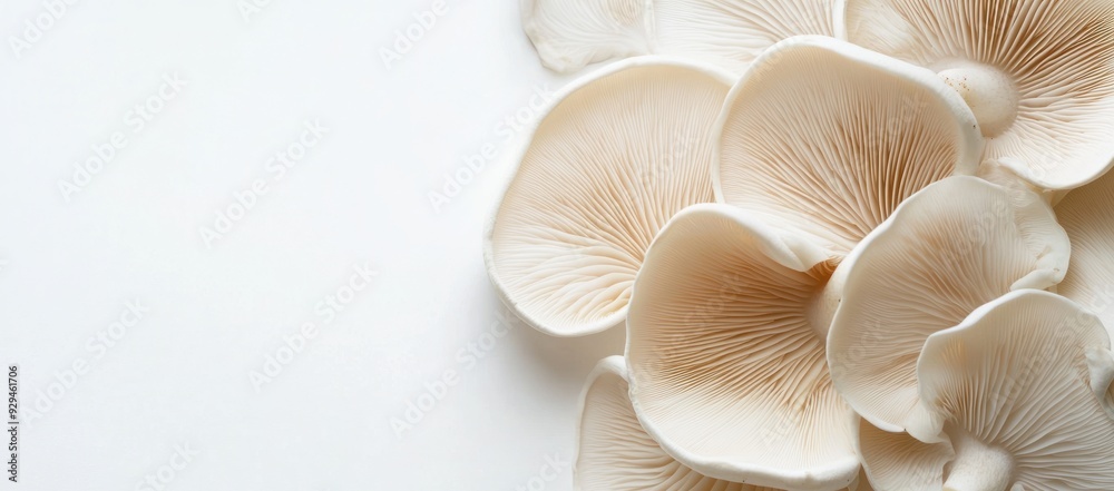 close up of oyster mushrooms on white background close up of oyster mushrooms on white background