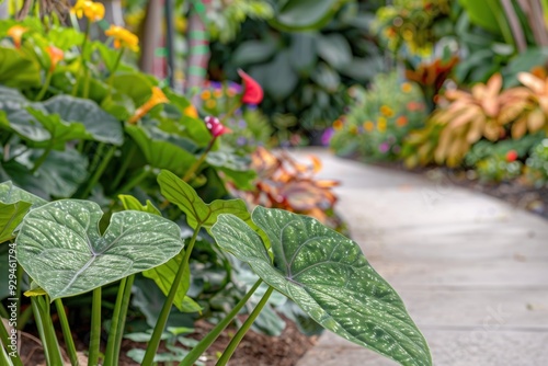 Close up of an Arum Tyleri plant with large green leaves photo