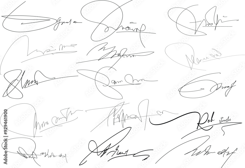 Autographs handwritten pen signatures for digital documents. Hand signature templates, isolated abstract autograph neoteric vector graphic set.eps Autographs handwritten pen signatures for digital documents. Hand signature templates, isolated abstract autograph neoteric vector graphic set.eps