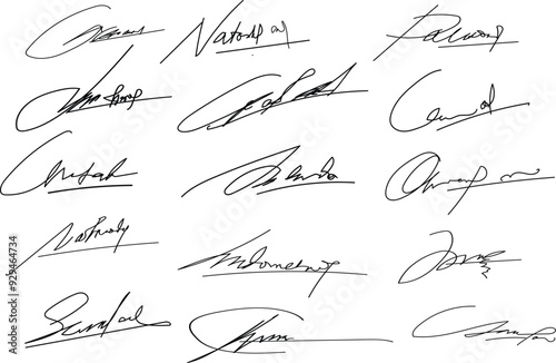 signature doodle, Hand written signature. Collection of vector signatures fictitious Autograph. Signature for convention. Signature document.eps