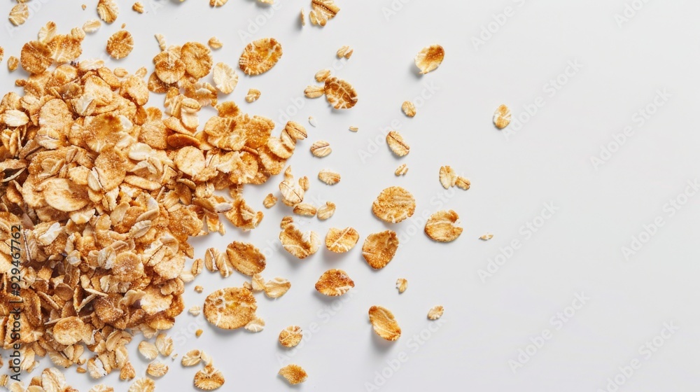 A single serving of cooked oatmeal placed on a clean, white surface A single serving of cooked oatmeal placed on a clean, white surface