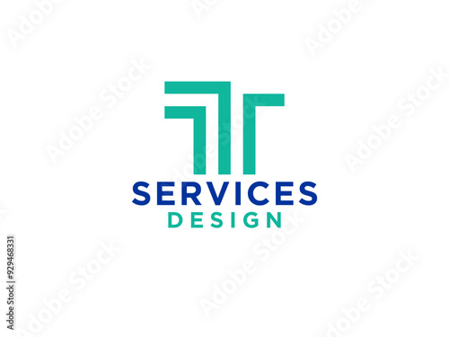 Simple Initial Letter T Logo with Up Combination isolated on White Background.