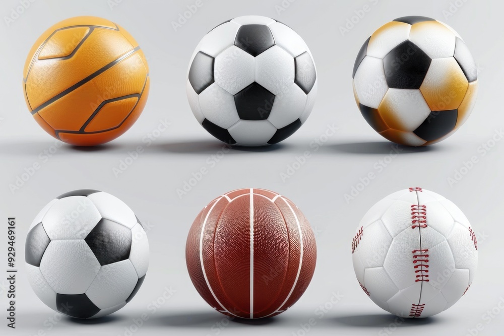 A collection of four unique soccer balls with various patterns and colors