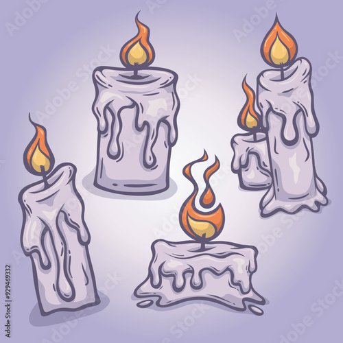 Cartoon style illustrated Candles for designers