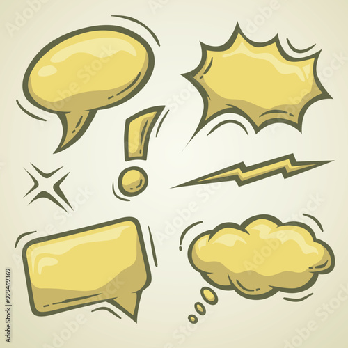 illustrated cartoon style comic dialogue boxes for designers
