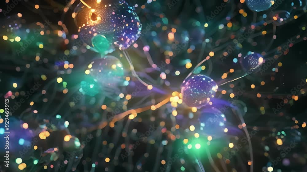 Fluorescent microscopy image showing the distribution of active protein kinases in a cellular network.