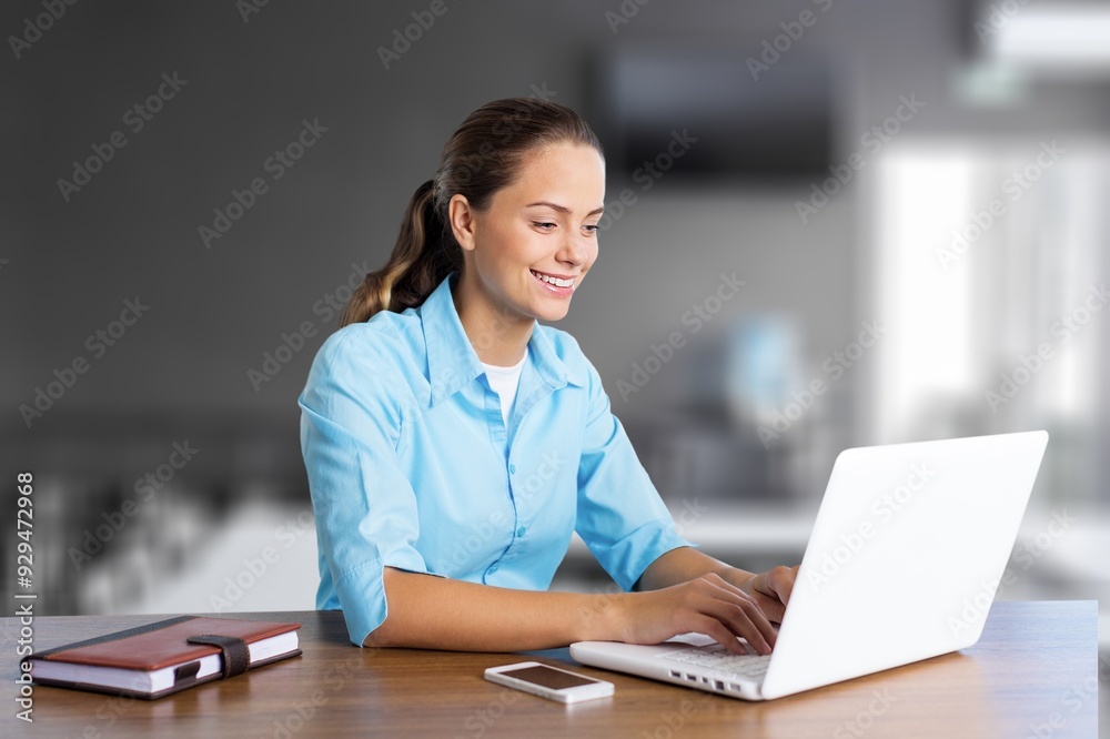 Happy student study sitting at home Happy student study sitting at home