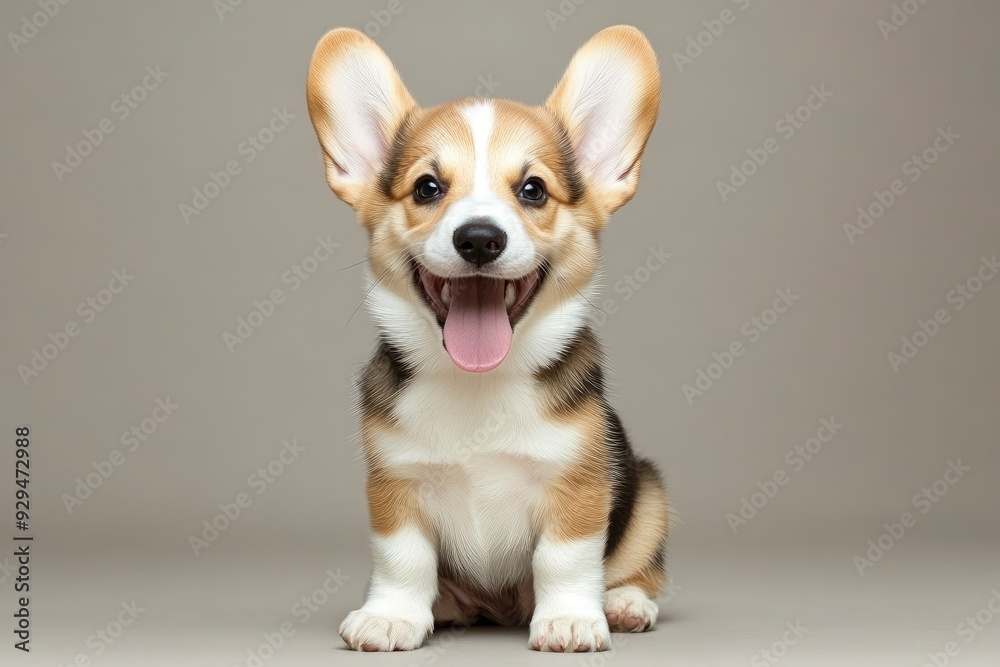 happy Puppy Welsh Corgi 14 Weeks old, dog winking, panting and sitting isolated , ai happy Puppy Welsh Corgi 14 Weeks old, dog winking, panting and sitting isolated , ai