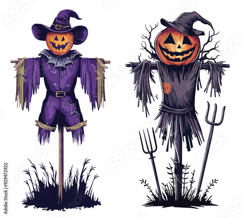 Halloween scarecrow spooky character, Generative AI