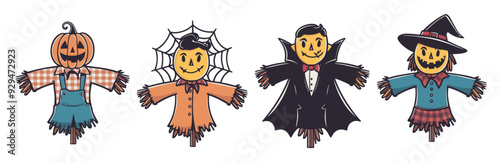 Halloween scarecrow spooky character, Generative AI