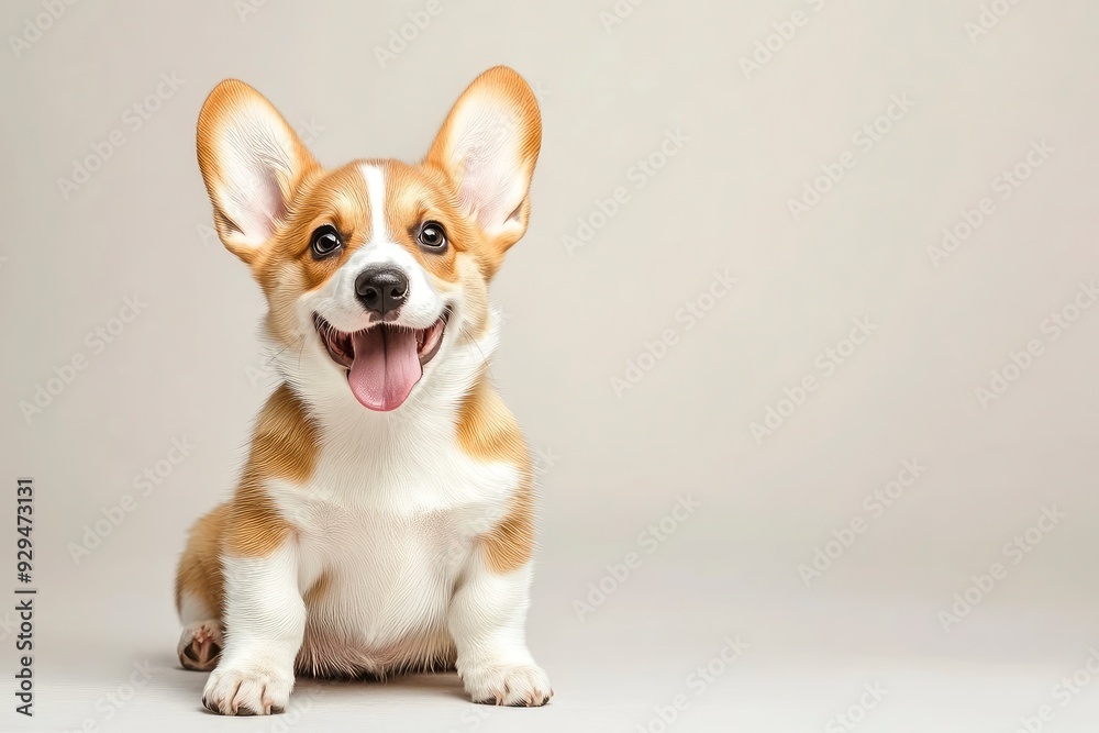 happy Puppy Welsh Corgi 14 Weeks old, dog winking, panting and sitting isolated , ai happy Puppy Welsh Corgi 14 Weeks old, dog winking, panting and sitting isolated , ai
