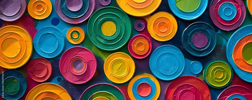 Abstract Colorful Circles Painted on a Canvas Abstract Colorful Circles Painted on a Canvas