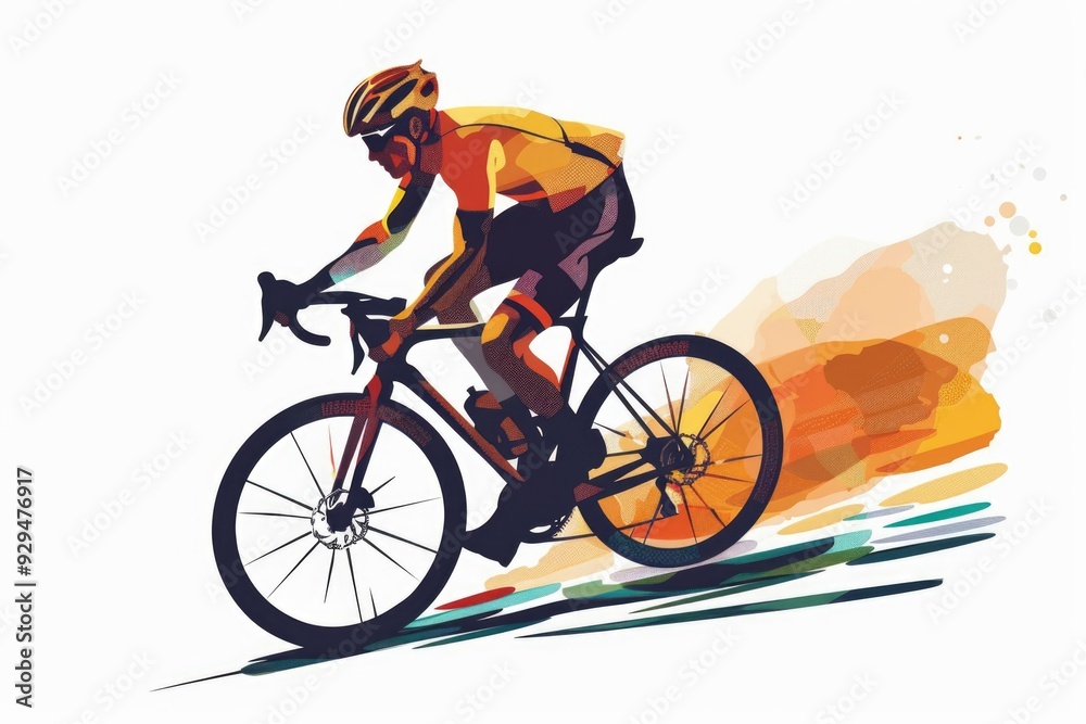Fototapeta premium A person riding a bicycle down a slope