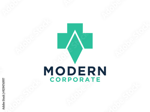 Healthcare Medical Logo. Cross Plus Sign with Floral Leaves Combination isolated on White Background.