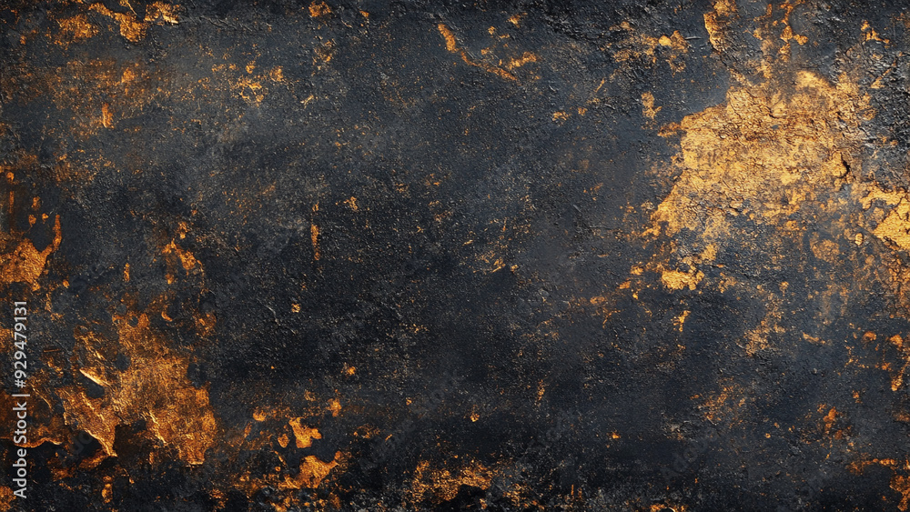 Rusty Elegance: Matte Black and Gold Abstract Rusty Elegance: Matte Black and Gold Abstract