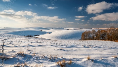 snow covered winter fields in kursk and stavropol regions photo