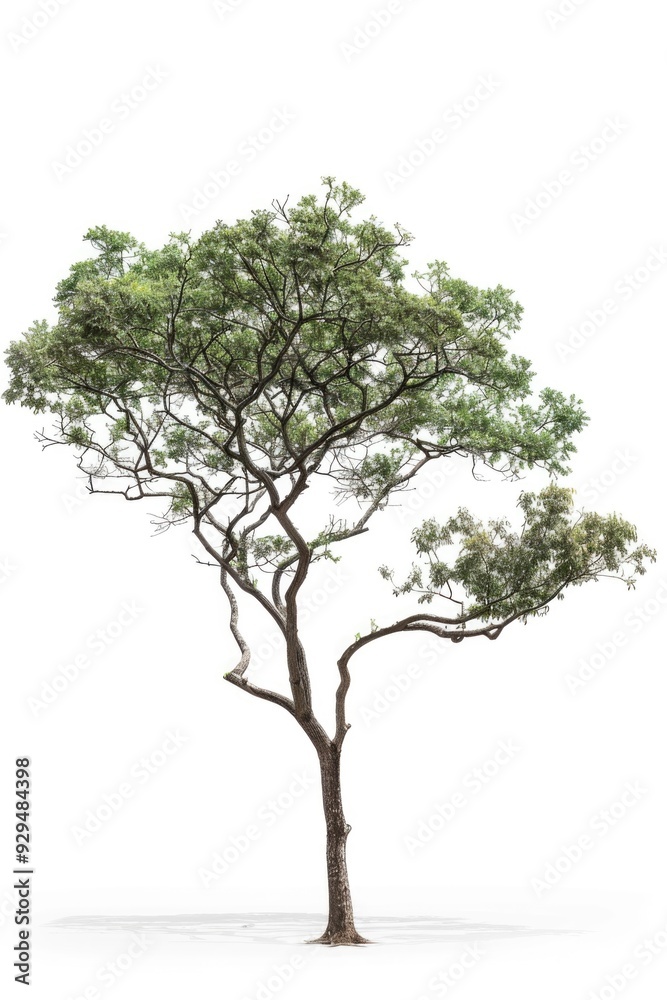 A solitary tree without leaves against a plain white background A solitary tree without leaves against a plain white background