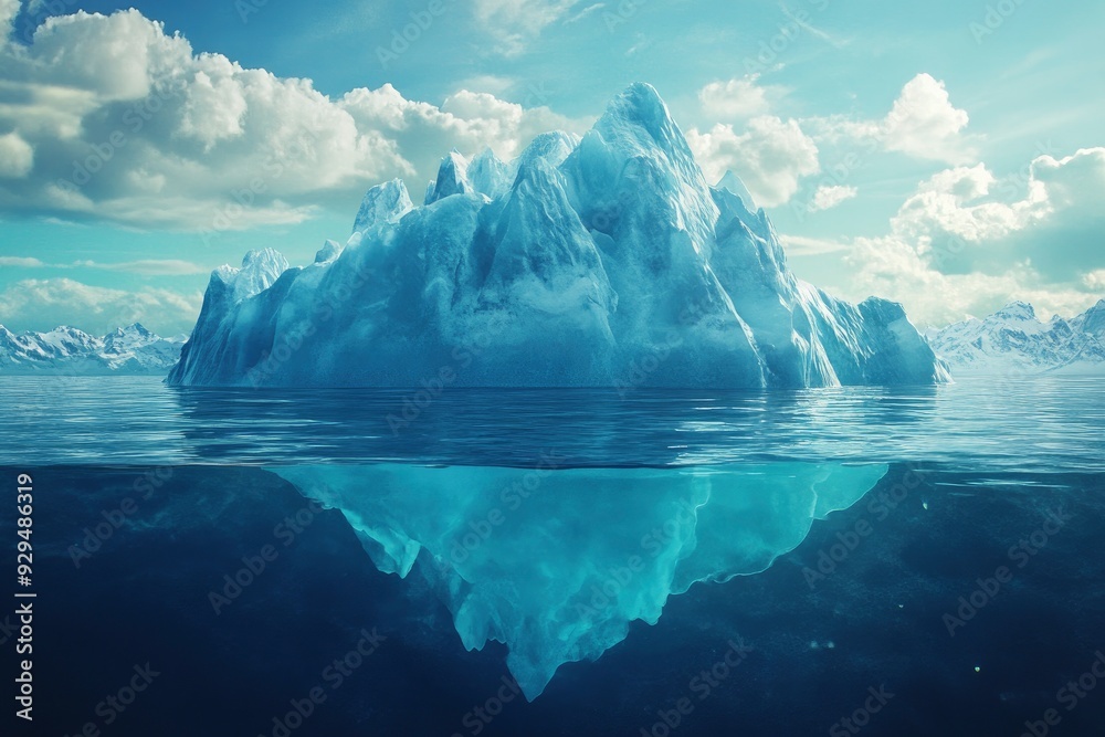 Iceberg - Underwater Risk - Global Warming Concept - 3d Rendering, ai Iceberg - Underwater Risk - Global Warming Concept - 3d Rendering, ai