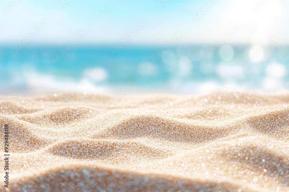 Sand With Blue Sea - Beach Summer Defocused Background With Glittering Of Sunlights , ai Sand With Blue Sea - Beach Summer Defocused Background With Glittering Of Sunlights , ai