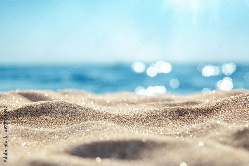 Sand With Blue Sea - Beach Summer Defocused Background With Glittering Of Sunlights , ai Sand With Blue Sea - Beach Summer Defocused Background With Glittering Of Sunlights , ai