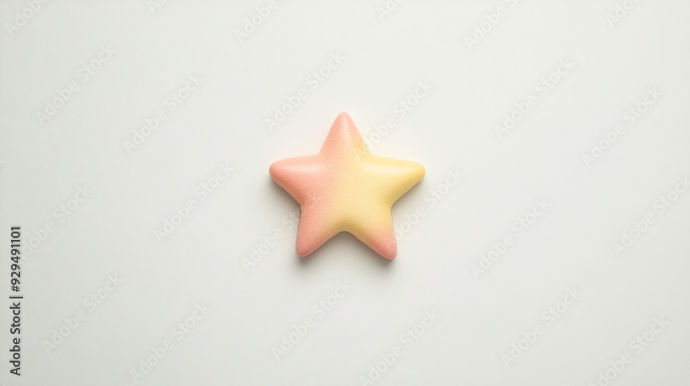 A pastel-colored star-shaped object on a plain background, suggesting a playful or decorative purpose. A pastel-colored star-shaped object on a plain background, suggesting a playful or decorative purpose.