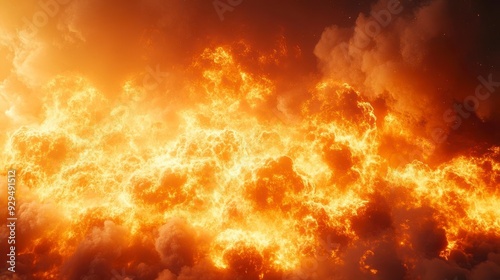 Fiery explosion with billowing smoke and flames