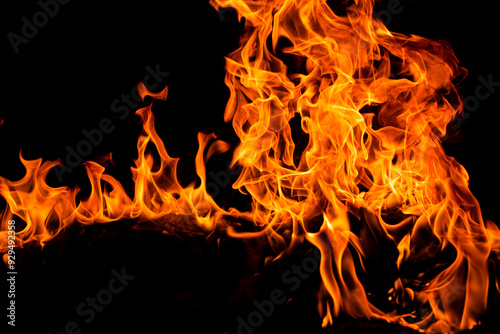 Fire flame texture for banner background. Burning fire lights. Burning big flame. Blaze flames overlay background.