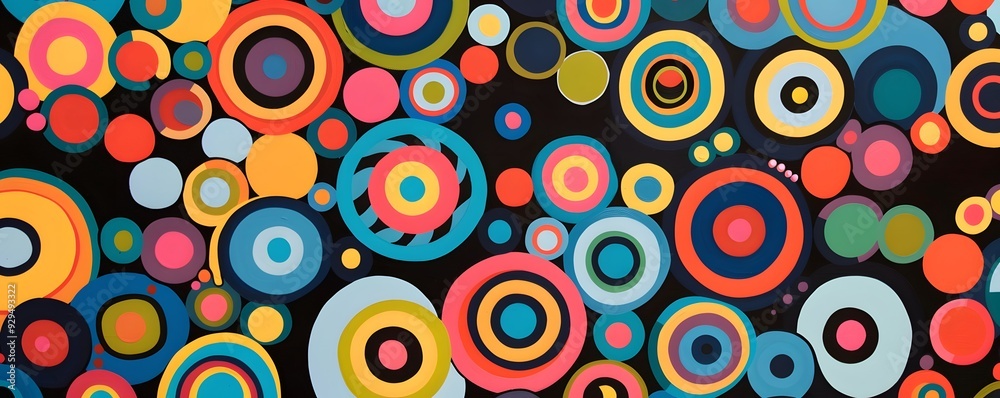 Abstract Circular Pattern with Vivid Colors on Black Background Abstract Circular Pattern with Vivid Colors on Black Background